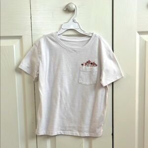 White Kids T-Shirt with Floral Pocket